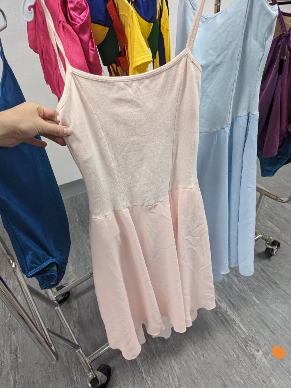 Small Adult Light Pink Danskin Leotard with attached skirt